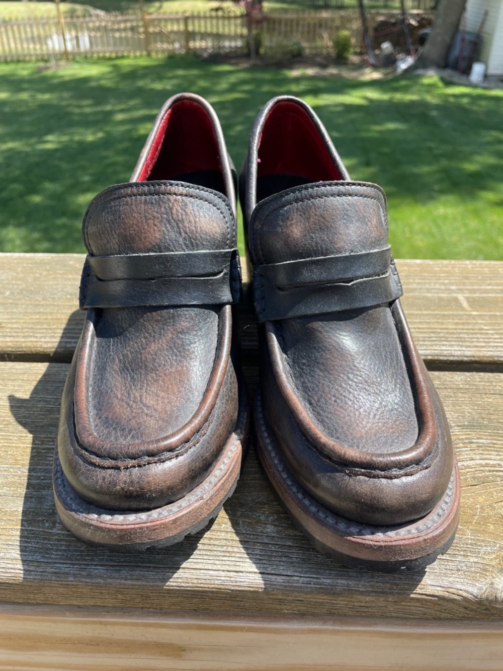 Freebird by Steven Sz 8 Bristol Brown Leather Block-Heel Loafers - Picture 5 of 12